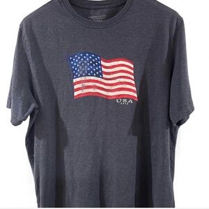 Faded Glory Men's Heather Navy T-Shirt with USA Flag Size XL